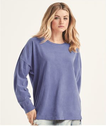 Comfort Colors Garment-Dyed Drop-Shoulder Long Sleeve T-Shirt
